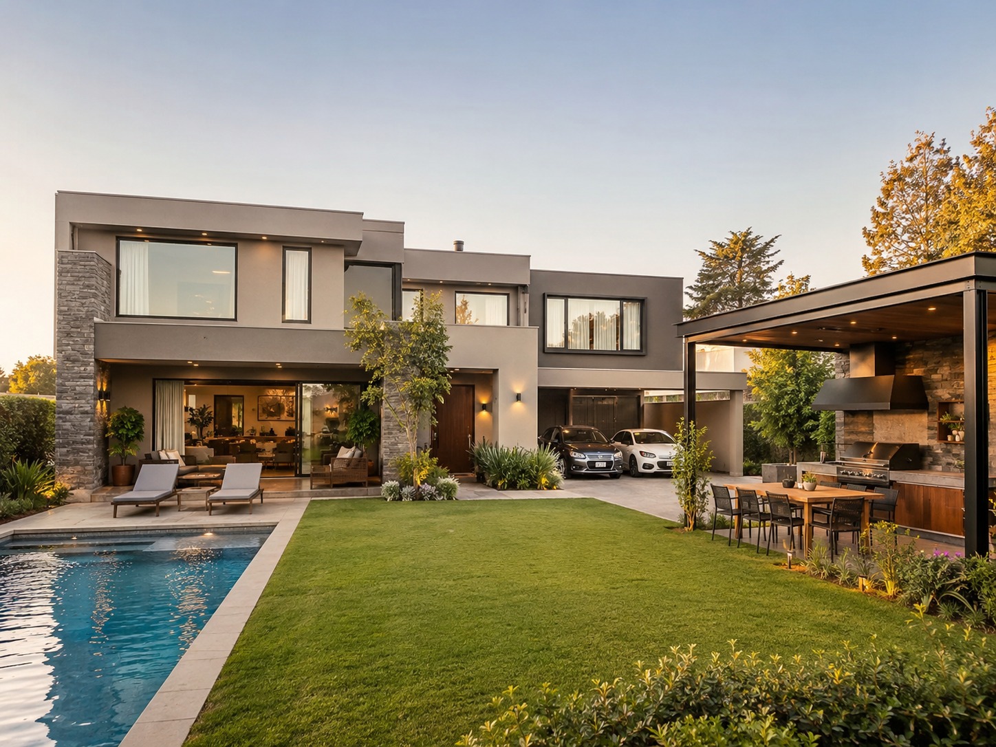 Casa moderna con quincho y piscina